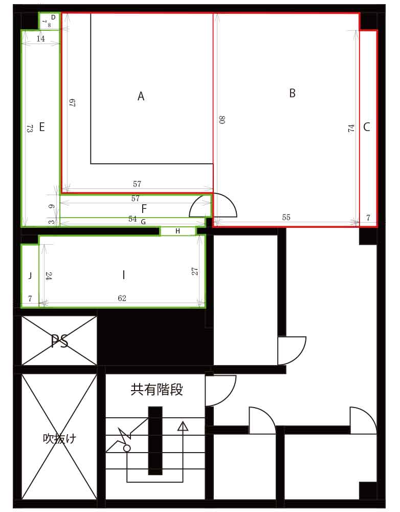 平面図内法面積図面作成の書き方